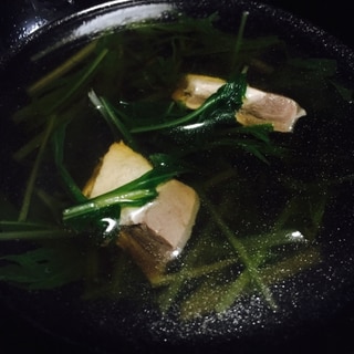 やずの刺身と水菜の吸い物